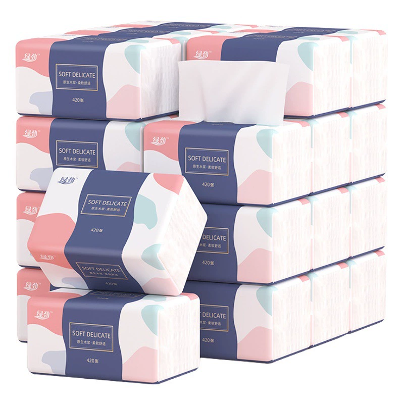 Бумажные салфетки Green Poetry, 420 листов, одноразовые выдвижные салфетки, бытовая туалетная бумага, салфетка для рук, мягкие и толстые.