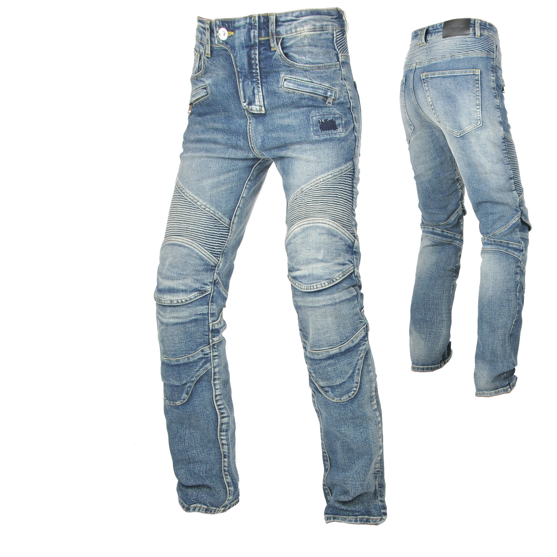 VOLERO motocicleta resistente a la caída de los pantalones de montar de la vendimia ocasional de los hombres lavados viejos pantalones vaqueros de la motocicleta azul gris