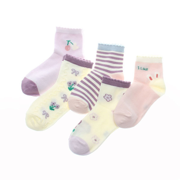 Children's summer cartoon breathable thin knee socks for students…