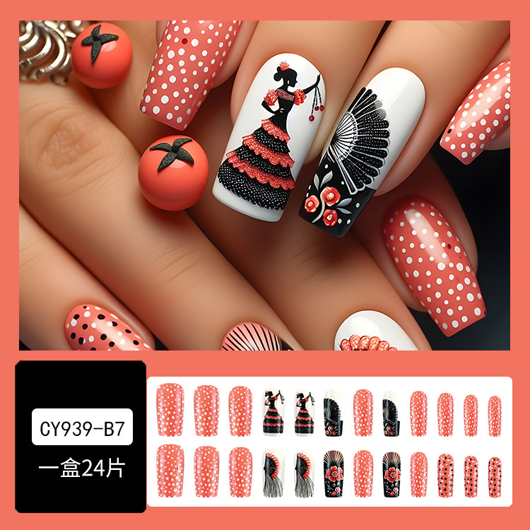 Uñas de uñas largas portátiles Parche de uñas postizas desmontables Sensación de alto nivel Venta al por mayor de uñas portátiles de venta caliente transfronterizas