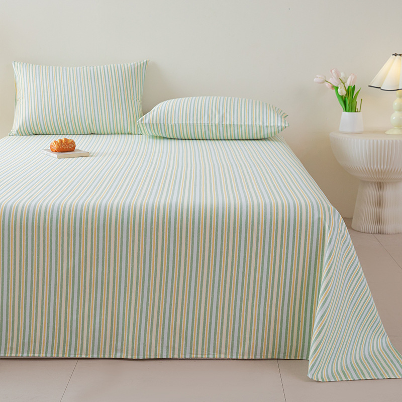 2025 nueva sábana de tela gruesa vieja de algodón puro pieza individual 100 funda de almohada individual de lino de algodón cama individual dormitorio de tres piezas 2