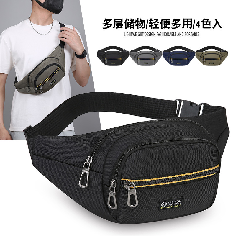 Bolso de pecho para hombre de tela Oxford impermeable para comercio exterior, compartimento múltiple, bolso de teléfono móvil de cambio portátil versátil, riñonera de moda transfronteriza