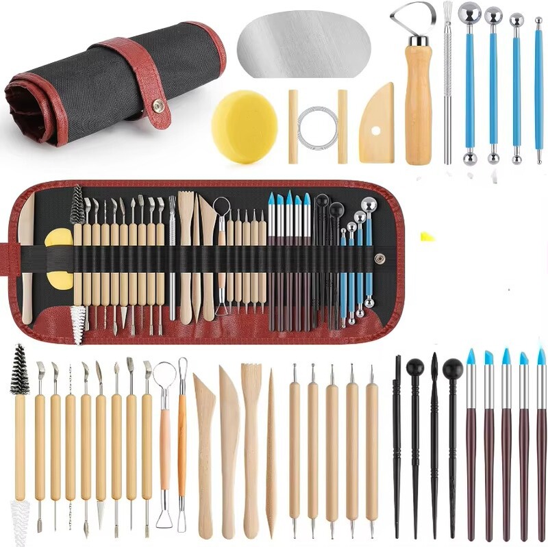 Pottery Tool Kit, Clay Sculpting Tool Set, Wooden Handle Modeling Clay Shaping Wooden Knife, Dotting Pen, Clay Tools Pottery Tool Kit, Clay Sculpting Tool Set, Wooden Handle Modeling Clay Shaping Wooden Knife, Dotting Pen, Clay Tools