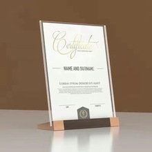a4荣誉证书框支架摆台相框实木奖状框长方形台卡立牌亚克力展示架