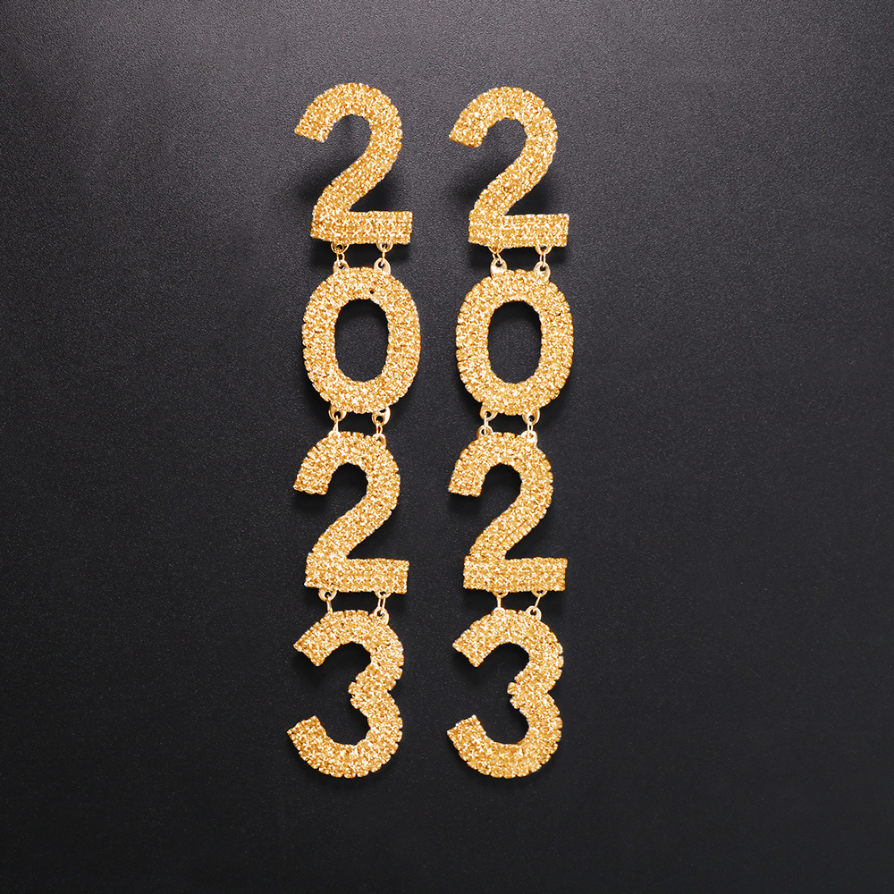 Exaggerated Number Copper Plating Inlay Rhinestones Drop Earrings 1 Pair