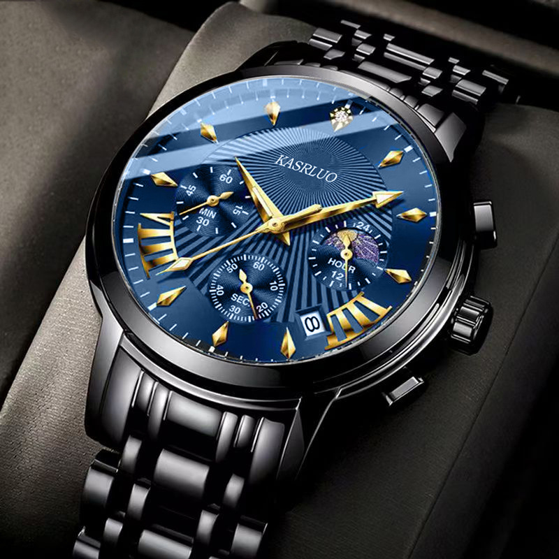 파란색 표면이 있는 검정색