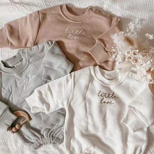Baby category a spring and autumn all-matching jumpsuit newborn clothes baby English embroidery cotton bag fart clothes long climbing clothes