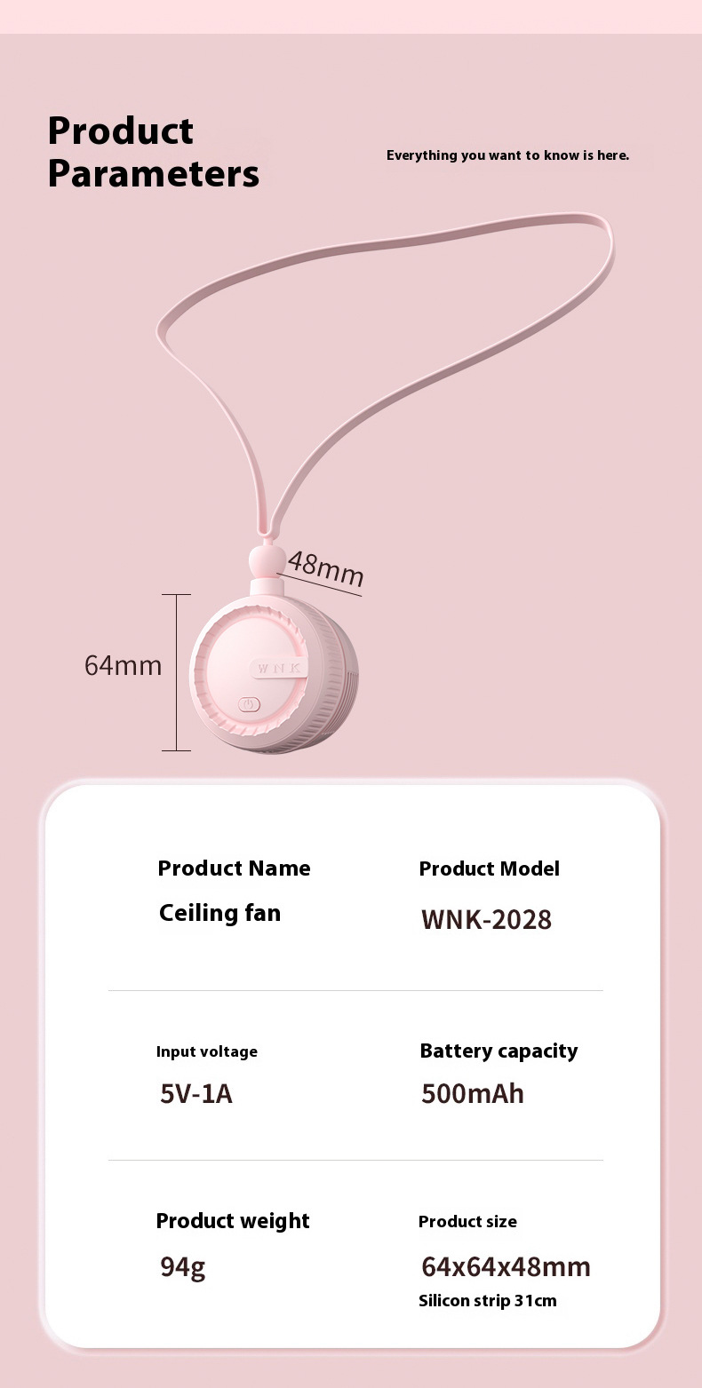Portable Neck Fan Bladeless Usb Rechargeable Silent Cooling Fan_voghion.com