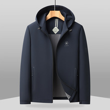 中年男士商务休闲上衣2025秋季新款连帽夹克衫大码爸爸装薄外套