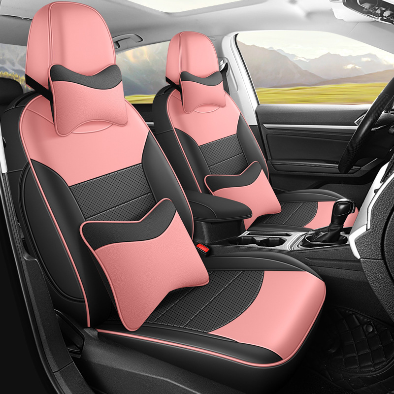 breathable leather car – Volkswagen Modelə uyğun (Original) oturacaq örtükləri - black-to-pink-volkswagen-polo-deluxe-edition-volkswagen-polo