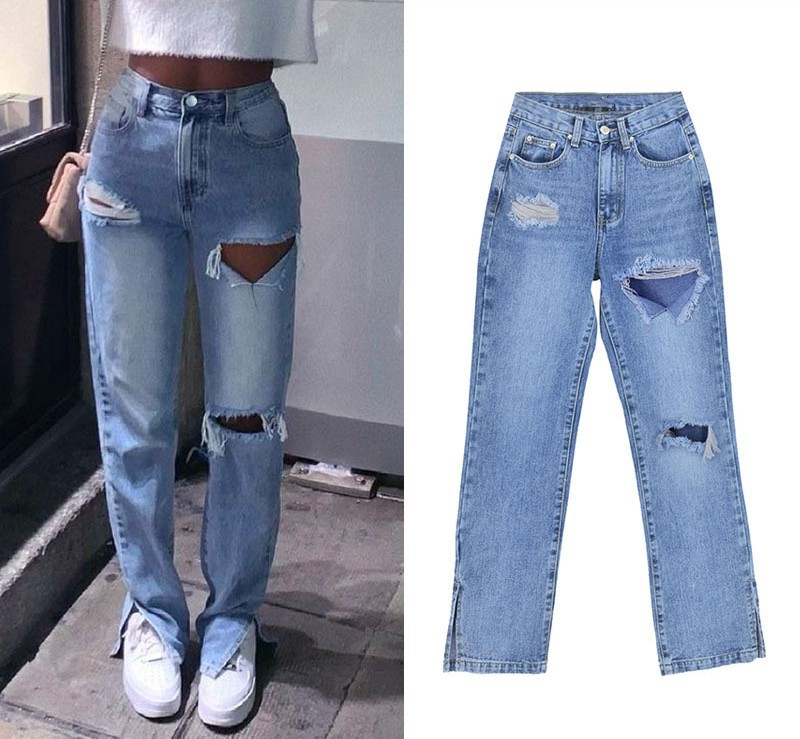 Women's Daily Streetwear Solid Color Full Length Jeans Straight Pants display picture 5