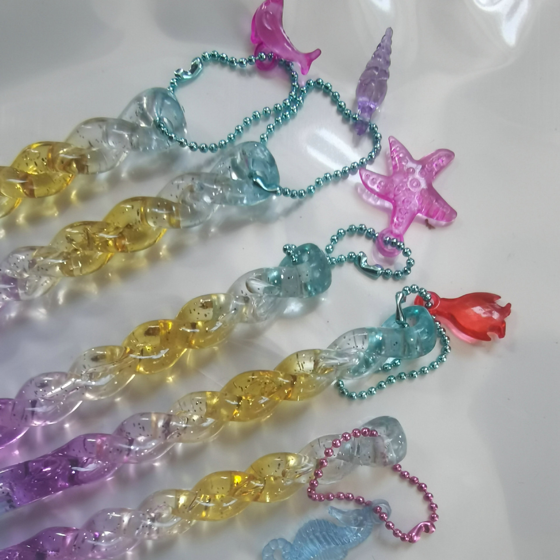 Dolphin ballpoint pen Pendant long twist heart-shaped glass beads…