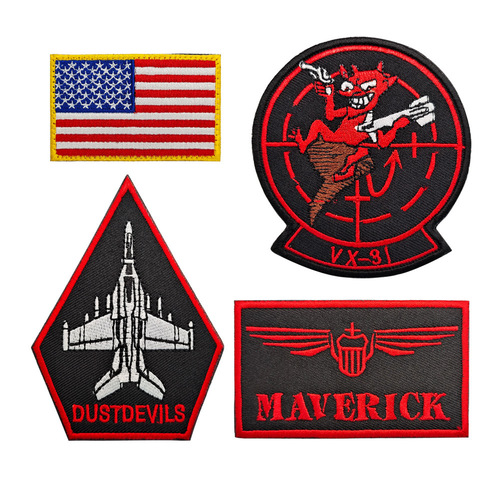 VX-31 Top Gun Embroidered Velcro US Army Badge Tactical Morale Cloth Patch Aircraft Armband