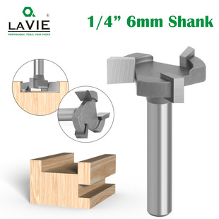 1/4 Handle 6 Handle Three-Edge T-Cutter Quartz Sand Notch Cutter Slotting Cutter Woodworking Milling Cutter Slotting Milling Cutter T-Mortise Cutter