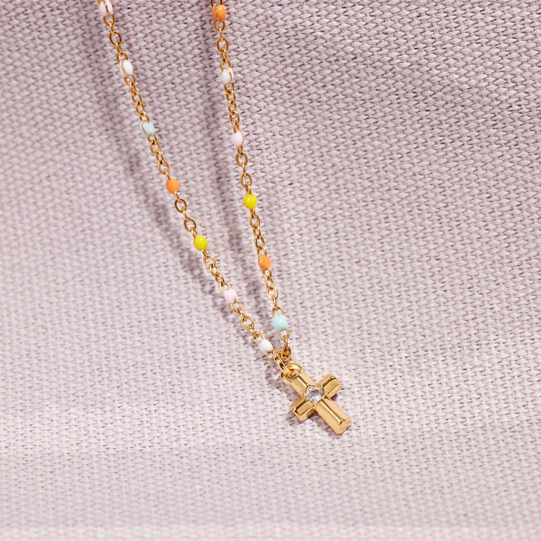 Daily, Street Occasion 925 Sterling Silver Zircon Plating Inlay Cross Pendant Necklace