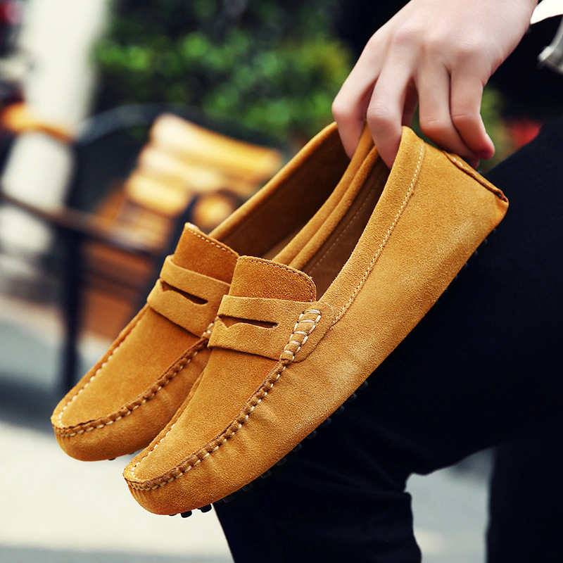 Foreign Trade Genuine Leather Men's Shoes Driving Cow Velvet Leather All-match Casual Lightweight Men's Cross-border Men's Loafers Foreign Trade Genuine Leather Men's Shoes Driving Cow Velvet Leather All-match Casual Lightweight Men's Cross-border Men's Loafers