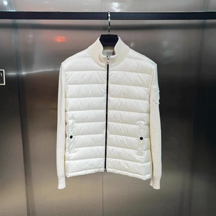 Mengjia Down Jacket Autumn and Winter Men's Sweater Stitching M Down Jacket with Vertical Collar Knitted Sleeves Light Jacket Top