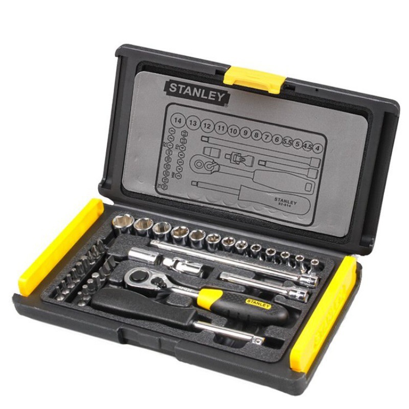史丹利（STANLEY）35件1/4快速棘轮套筒扳手汽修套装 94-691-22