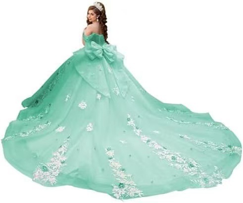 Vestido de noche francés de un solo hombro, nuevo banquete de cumpleaños transfronterizo, vestido de noche, lazo grande, cola larga