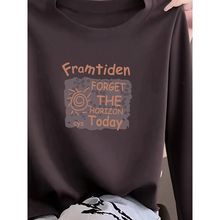 欧货高端大牌纯棉长袖T恤女秋季时尚洋气显瘦内搭咖色打底衫上衣