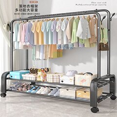 フードラック床置き式物干しラック二重棒ハンガー簡易家庭用高荷重バルコニー縦型ハンガー