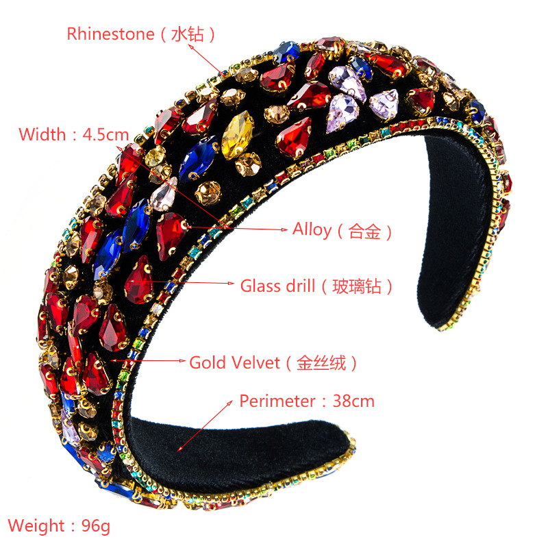 Baroque Color Rhinestone Glass Drill Headband Wholesale Nihaojewelry display picture 1