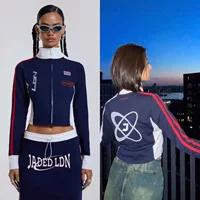 Jaded London Yi Mengling в том же стиле Millennial Hot Girl Sports Stretch Slim контрастного цвета, короткая куртка и костюм с длинной юбкой