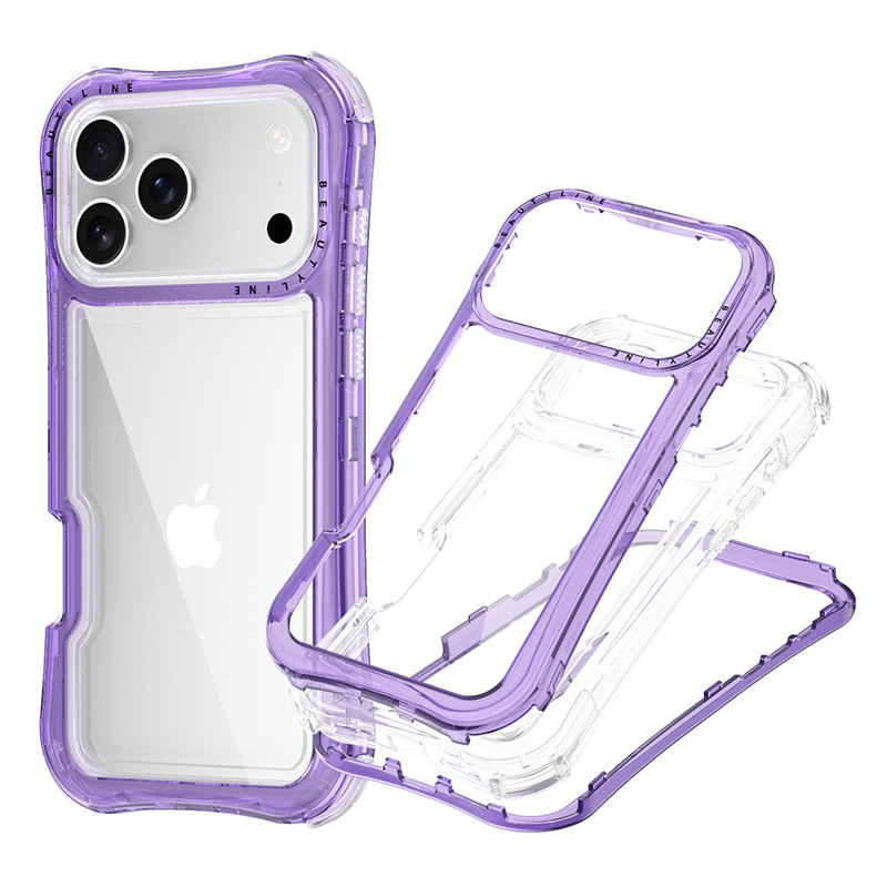 Aplicable Apple IP17 / 18 promax cojín de aire de cintura transparente todo incluido caso de teléfono celular resistente a caídas soporte de impresión de serigrafía LOGO