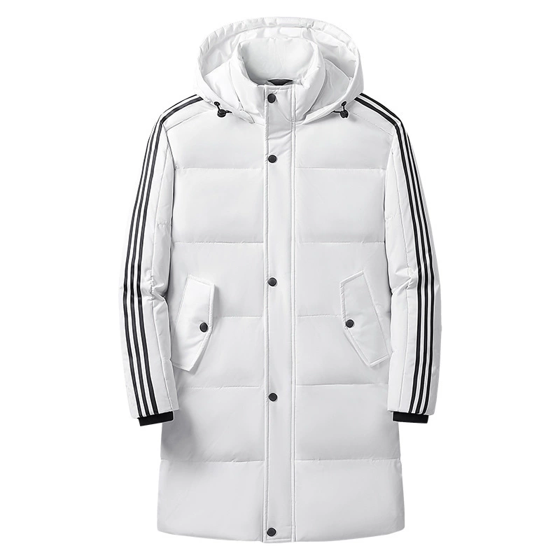 Зимний новый пуховик второй открытый мужской средней и длинной куртки с капюшоном
