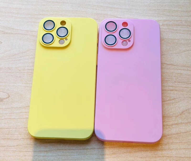 Suitable for iPhone13 14Pro PC liquid silicone tape lens protective film 15Pro color spray phone case