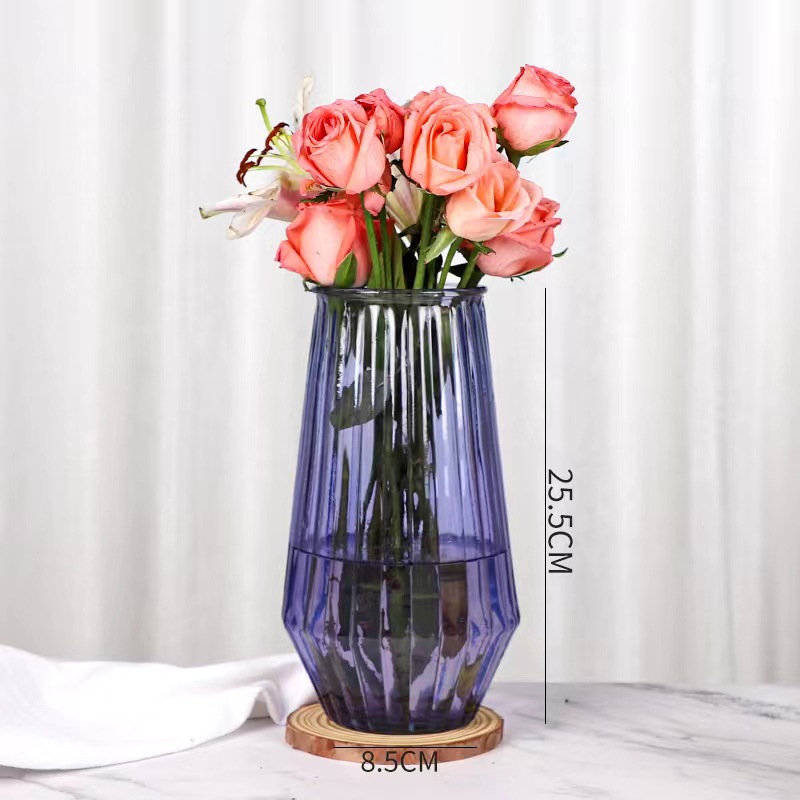 Producción de florero de vidrio al por mayor rico bambú lirio hidropónico flor seca flor hidropónica flor arreglo grande florero de vidrio