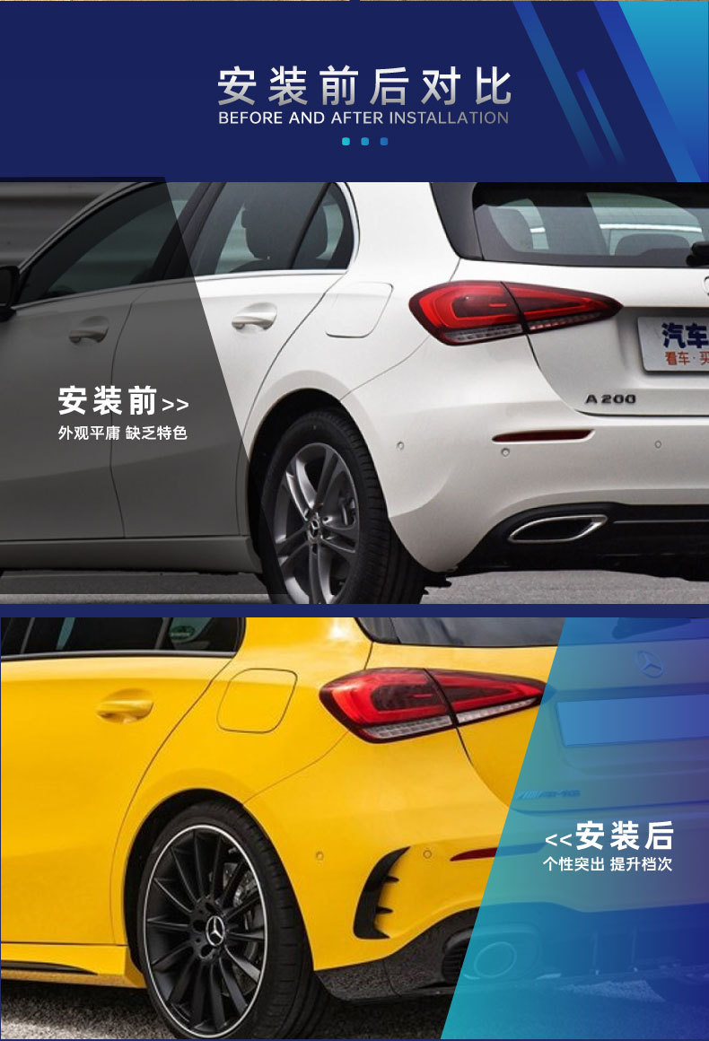 Suitable for Mercedes-Benz A-Class W177 Amg Hatchback and Sedan Front Bumper, Front Lip, Grille Trim, Wind Knife Kit, Cross-Border Modification