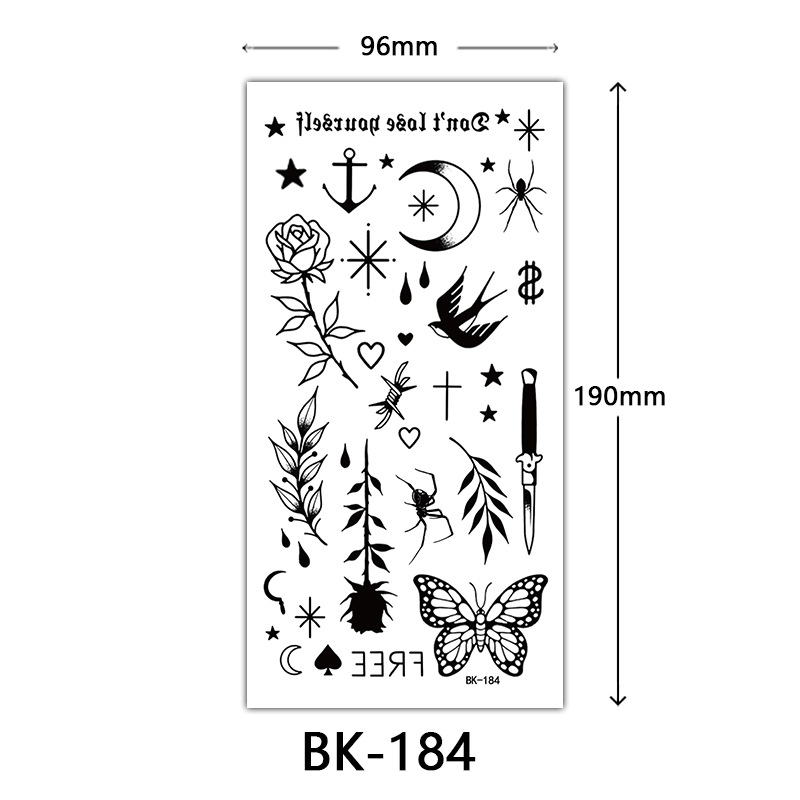 Tatuaje Temporal de Flores Boceto de Papel de Transferencia al Agua, Impresión por Transferencia de Agua, para Cuerpo image 190