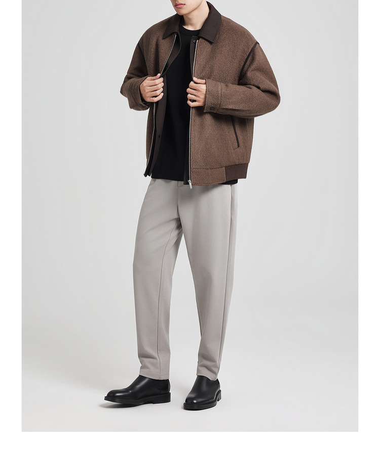 Áo phao nam dáng ngắn phong cách Old Money chất liệu twill — Màu cà phê nâu chi tiết 31