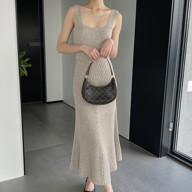 Jiawei Pure Color Suspender Style Maternity Skirt Knitted Square Collar Loose Sexy Autumn and Winter Sweater Long Skirt B8002