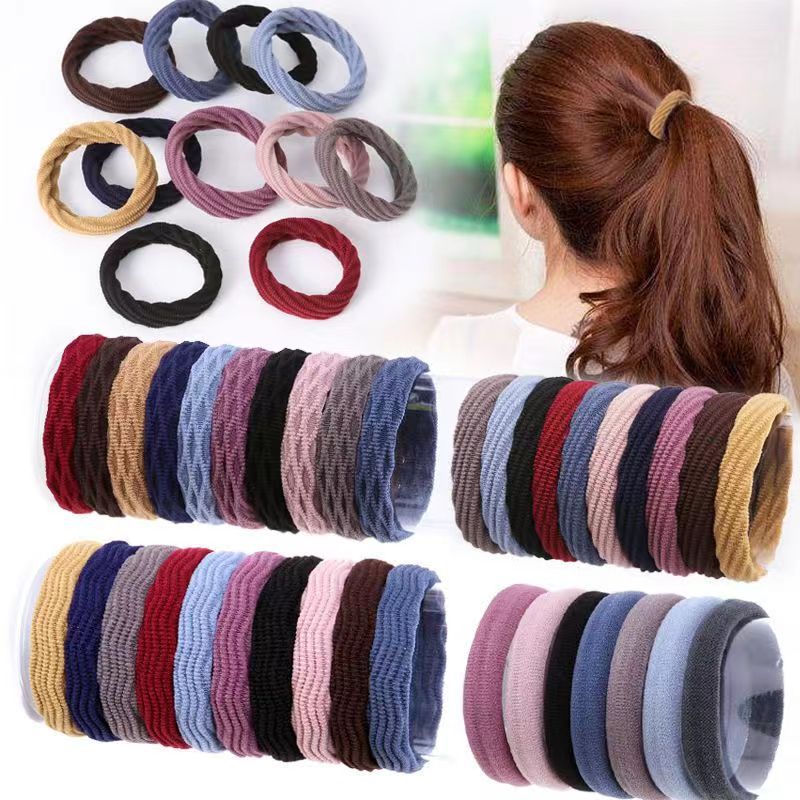 Alto elástico durable simple gruesa banda de goma cuerda de pelo sin costuras para adultos cuerda de pelo simple de las mujeres accesorios para el cabello anillo de pelo sin costuras