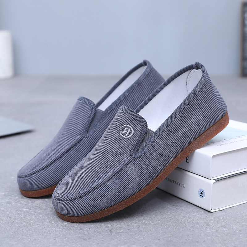 New Old Beijing Cloth Shoes Men's Non-Slip Beef Sole Single Shoes One Pedal Lazy Canvas Shoes Soft Sole Breathable Dad Shoes