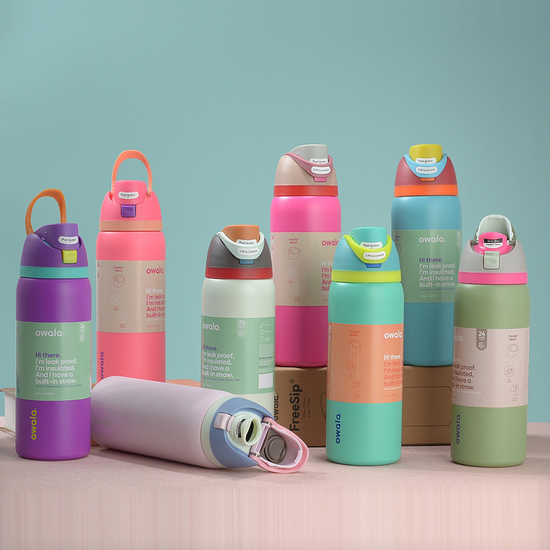 in stock New Owala Double Drink Sports Kettle 304 Stainless Steel Vacuum Mug Portable Large Capacity Fruit Cup