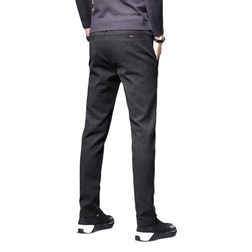 Pantalones de primavera y otoño pantalones de traje casuales de lino slim fit para hombres Pantalones rectos de negocios de hombres pantalones forrados de lana simples piernas rectas resistentes al desgaste