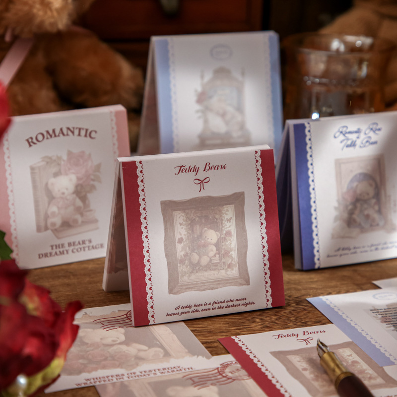 Mr. Paper Double Enjoy Cupé de notas Serie de fiestas de té de oso Caligrafía de alto valor Notas de estudiante Notas de mensaje Notas de notas