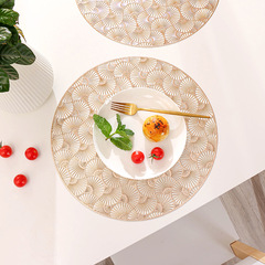 Cross-border factory wholesale round placemat hollow gold and silver anti-scald table mat heat insulation plate pad European style fashion placemat 