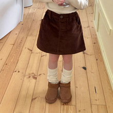 女童灯芯绒半裙2025秋冬新款韩版时尚显瘦a字裙女宝宝百搭短裙潮
