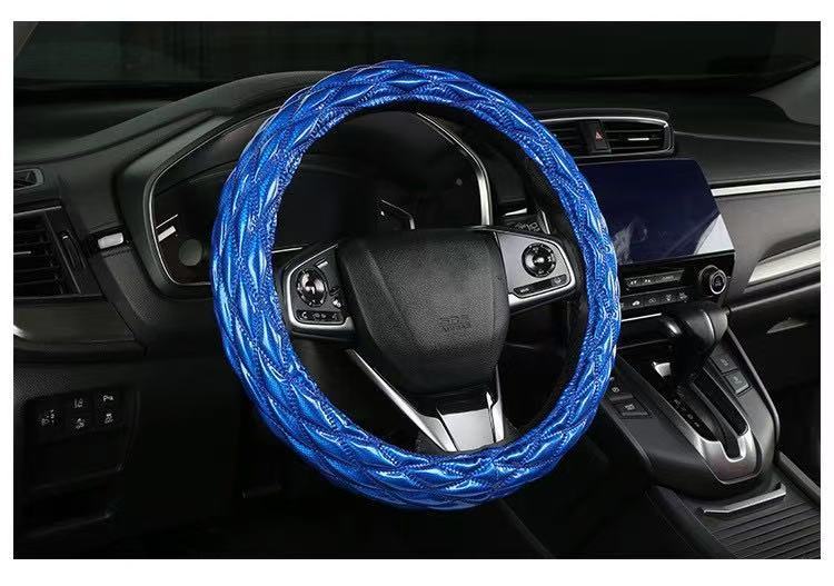 Cross-Border Car Steering Wheel Cover, Exclusively for Foreign Trade, New Model, Suitable for All Seasons, 3D Diamond Honeycomb Car Handle Cover