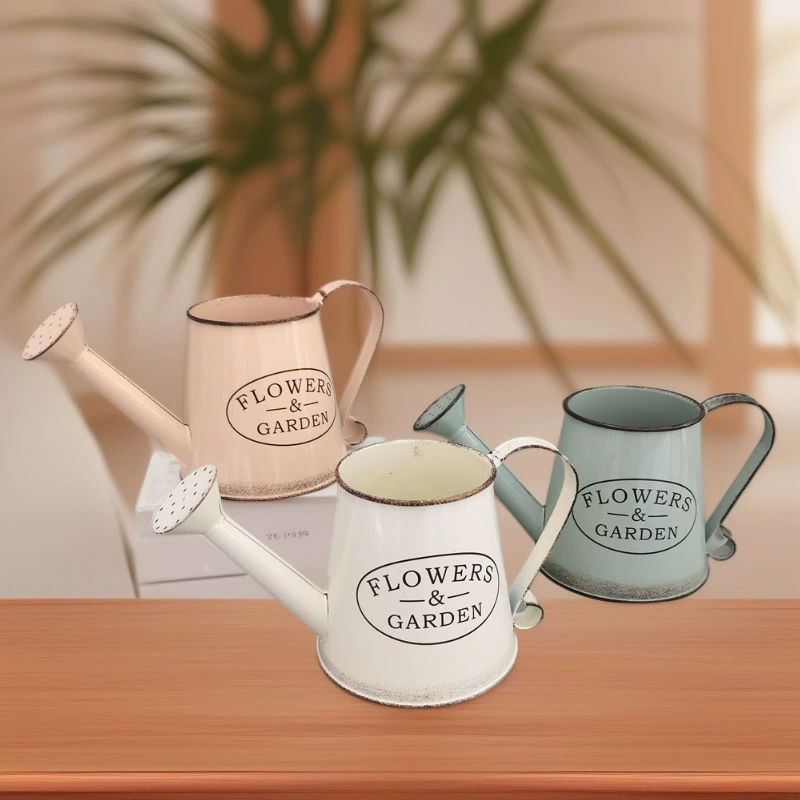 Европейский стиль ретро-стиль печать оцинкованное железо посыпка чайник мясистый цветочный горшок украшение дома креативное украшение ремесло