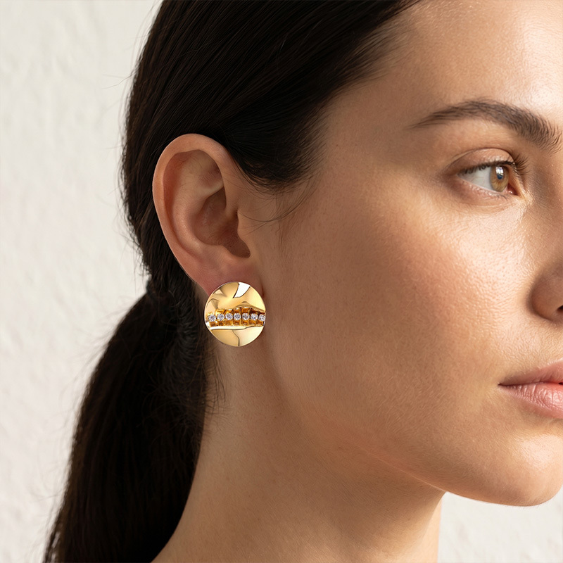 Taina europa y americana de acero inoxidable redondo perlas de diamante para mujeres no desvanecer la personalidad de la moda geométrica transfronteriza perlas para mujeres