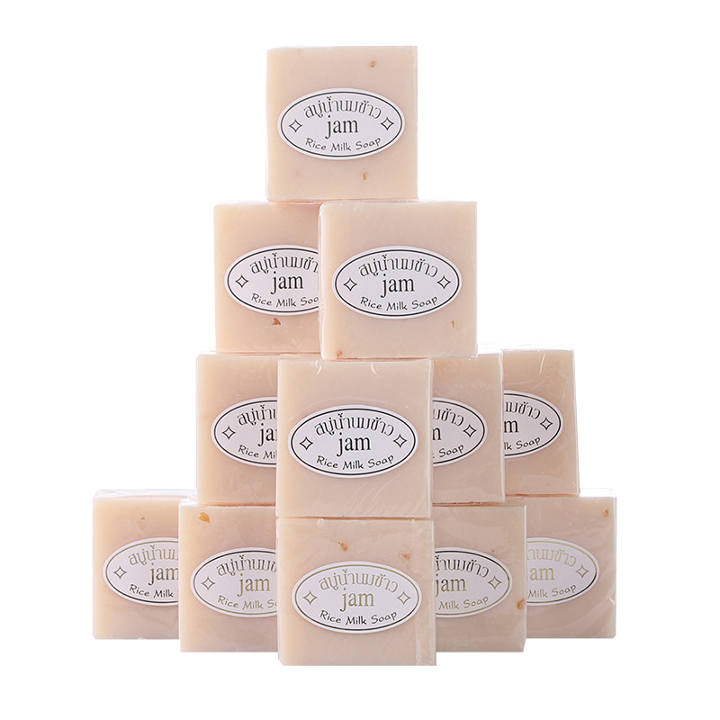 Jabón de la marca jam tailandesa 65g jabón artesanal aceite esencial de coco jabón de arroz lavado de manos, lavado de cara, jabón de arroz grande