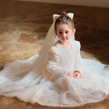 秋冬女童闪闪公主裙长袖亮片裙生日裙礼服气质蓬蓬裙高级感连衣裙