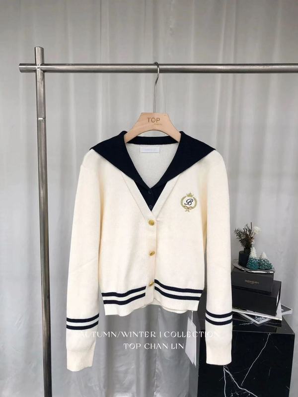撞色海军领学院风徽章减龄假两件毛衣女冬季洋气显瘦百搭上衣|undefined