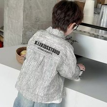 男童春秋衬衫痞帅2025新款早春条纹衬衫poio翻领外穿百搭潮流上衣