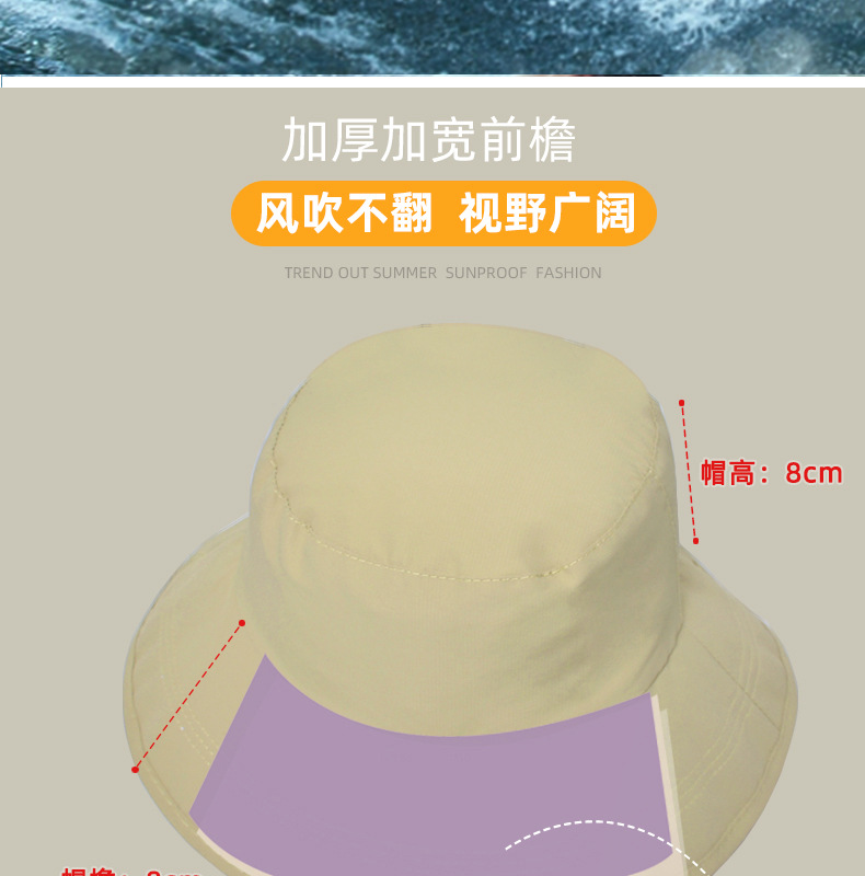 Wasserdichter Sonnenhut mit breiter Krempe, UV-Schutz, packbarer Safari-Bonnet-Hut für Männer und Frauen, Sommer-Outdoor-Strandmodell 8264 – Detail 4